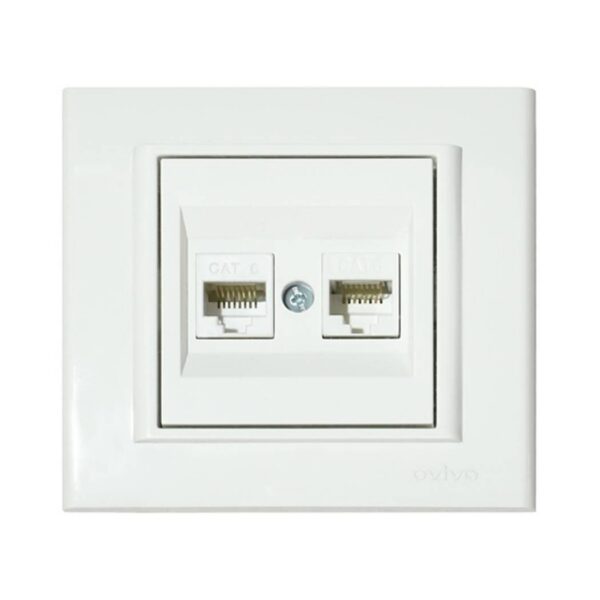 PC-розетка компьютерная 2-я (CAT6) Ovivo MINA, Белый (401-010300-230)