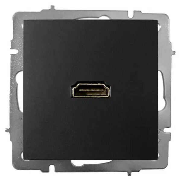 HDMI-розетка 1-я, с заземлением VESNA Lezard, Антрацит (742-4288-203)