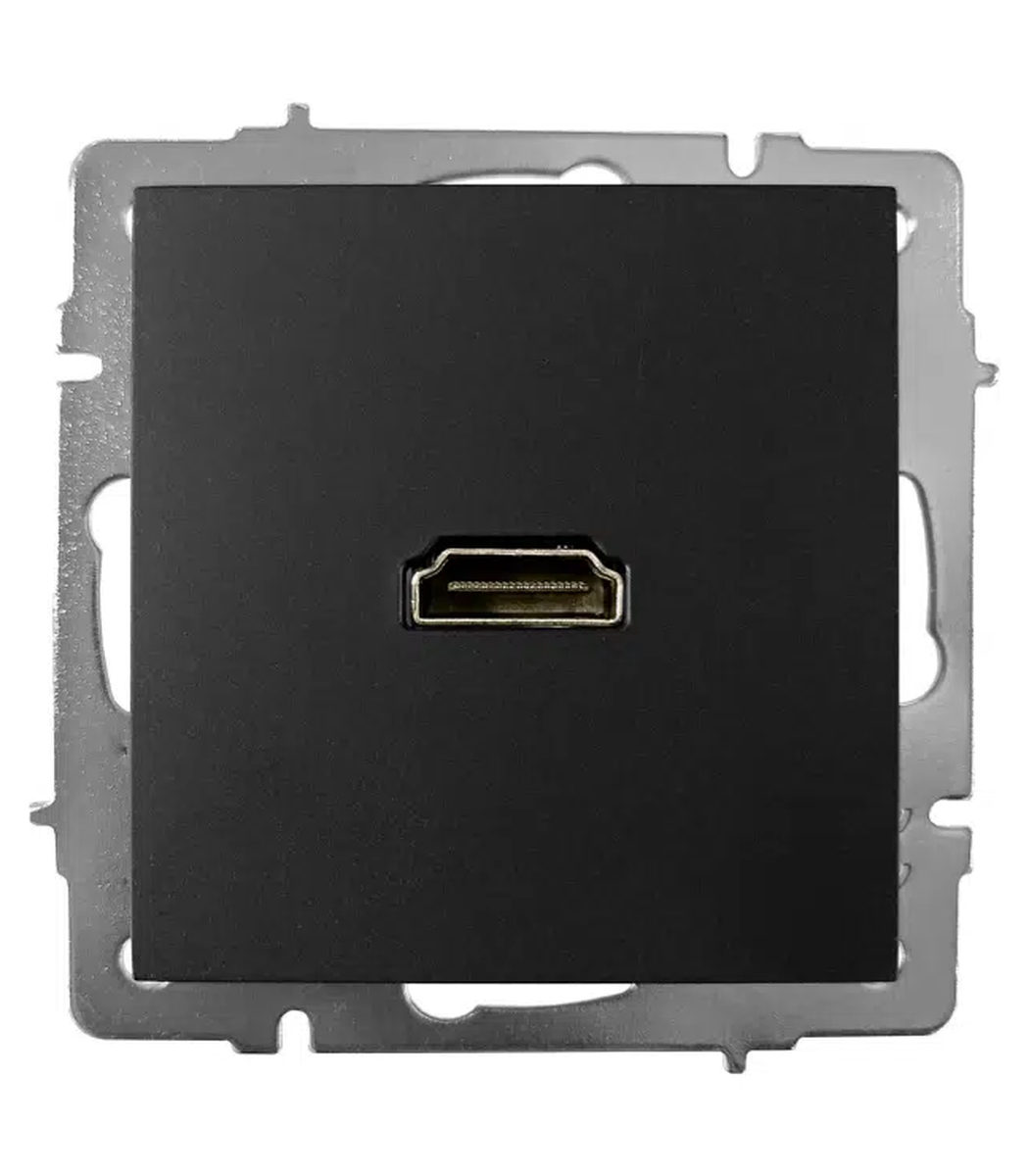 ade7e5cb-713e-11f1-0a80-00c00011a693.jpg HDMI-розетка 1-я, с заземлением VESNA Lezard, Антрацит (742-4288-203) — изображение 1
