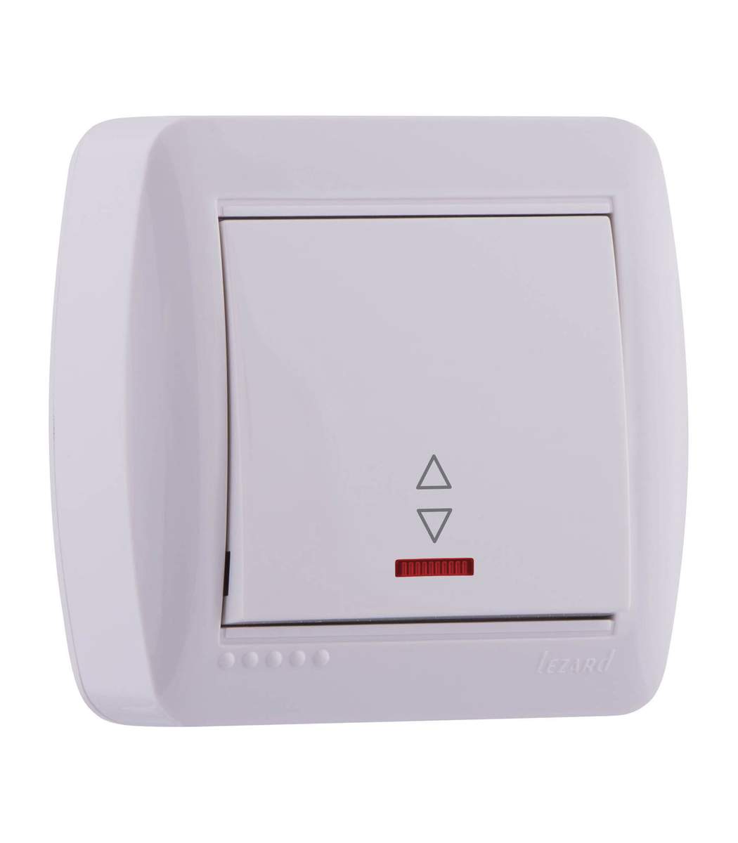 bd47628b-9155-11ef-0a80-14aa00294489.jpg Проходной 1-кл. выключатель накладной с подсветкой DEMET Lezard, Белый (711-0200-114) — изображение 1