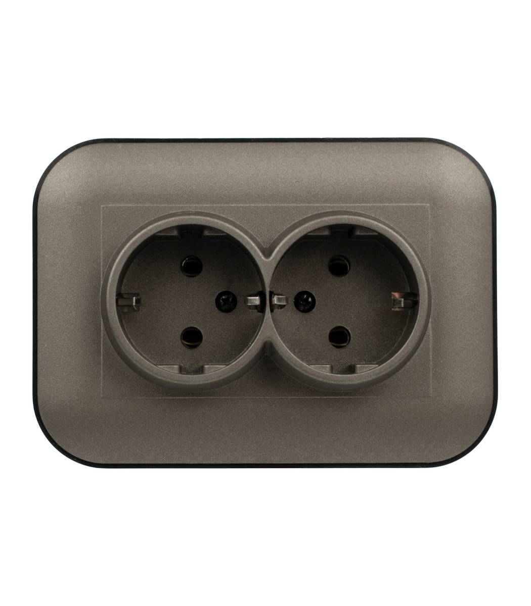 c461c77e-2ea9-11f1-0a80-1d4d001fb7fe.jpg Розетка 2-я, с заземлением Ovivo LOFT Мока+Черный (404-190308-907) - Зображення 1