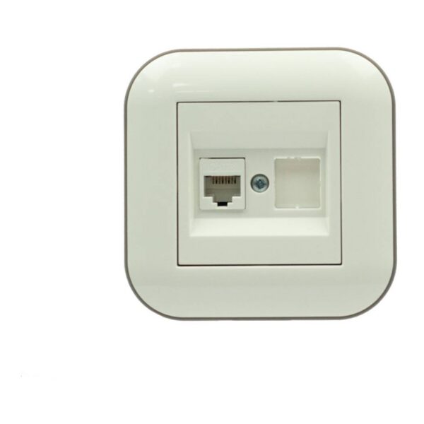 PC-розетка компьютерная 1-я (CAT6) Ovivo LOFT Белый+Серый (404-010303-229)