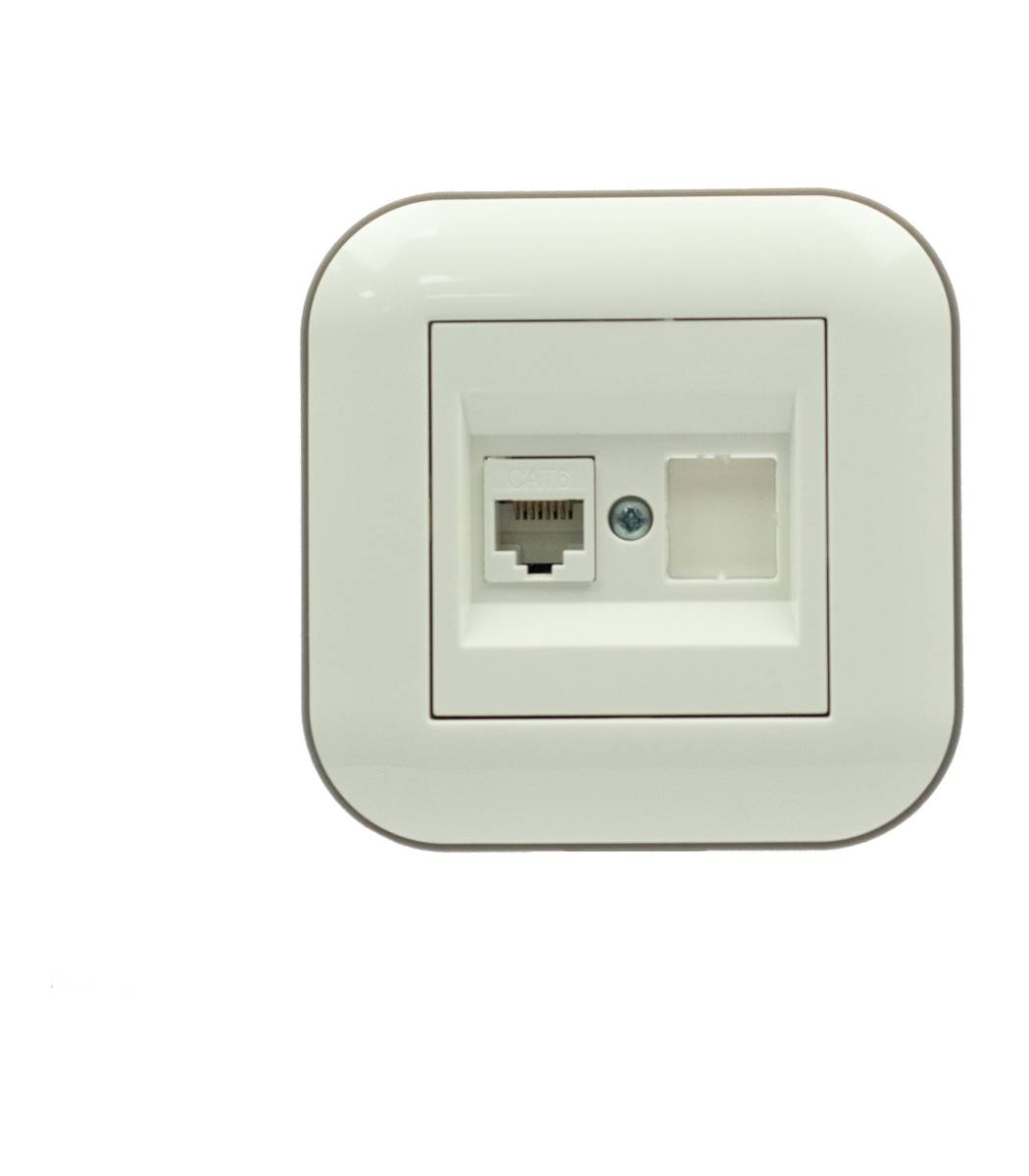 c95e55b2-2ea8-11f1-0a80-055800203308.jpg PC-розетка компьютерная 1-я (CAT6) Ovivo LOFT Белый+Серый (404-010303-229) - Зображення 1
