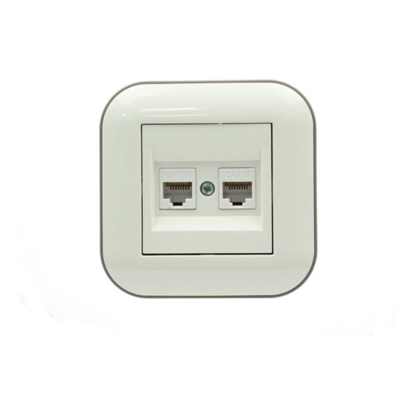 PC-розетка компьютерная 2-я (CAT6) Ovivo LOFT Белый+Серый (404-010303-230)