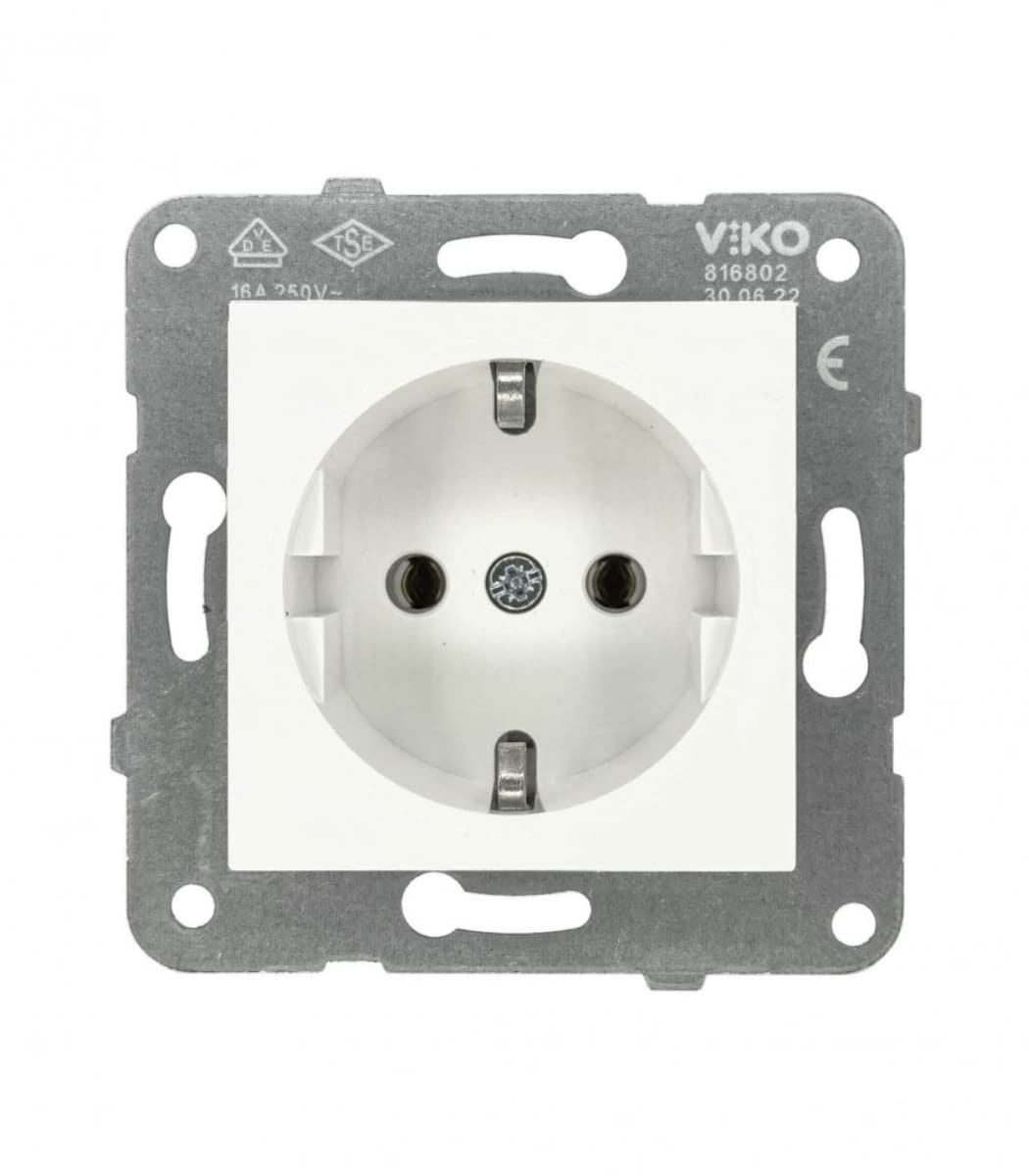e6d51f3e-05c8-11ee-0a80-06f20003b119.jpg Розетка с заземлением без рамки Viko Karre/Meridian Белый 90967008 - Зображення 1