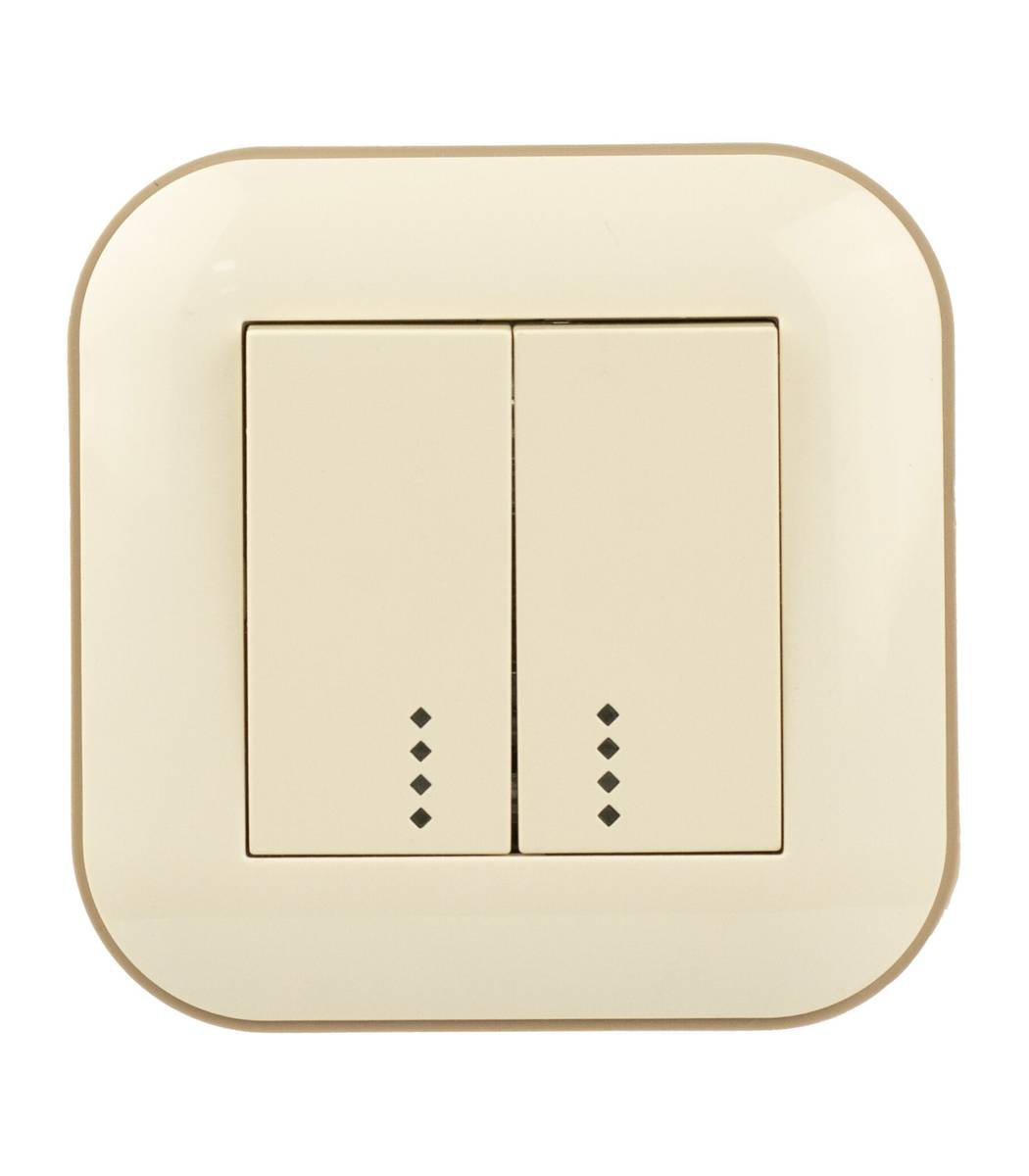 eb359d3c-2ea8-11f1-0a80-055800203776.jpg Выключатель 2-кл. с подсветкой Ovivo LOFT Крем+Крафтовый (404-020206-203) - Зображення 1