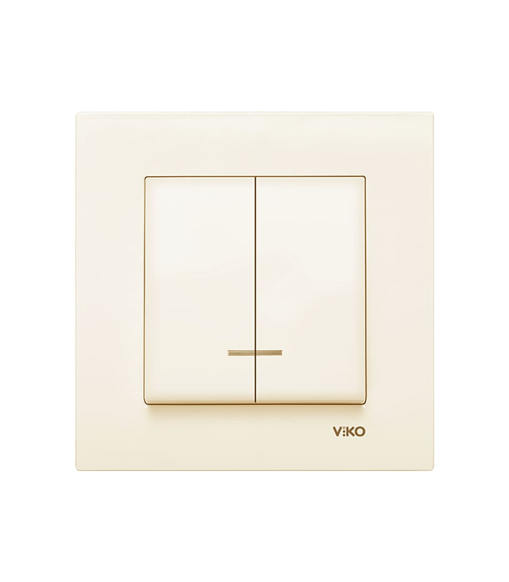 f06d9ae7-efe1-11e9-0a80-052d00072ca5.jpg Выключатель двойной с подсветкой Viko Karre Крем 90960150 — изображение 1