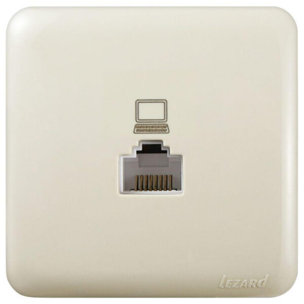 PC-розетка компьютерная 1-я RJ45 Cat.5e UTP накладная VIOLA Lezard, Кремовый (751-0300-139)
