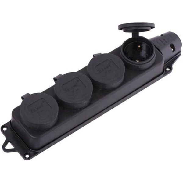Силовая розетка четверная, 1 фаза, 16 А, 250 В, каучук, IP44 Lezard (106-0400-0107)